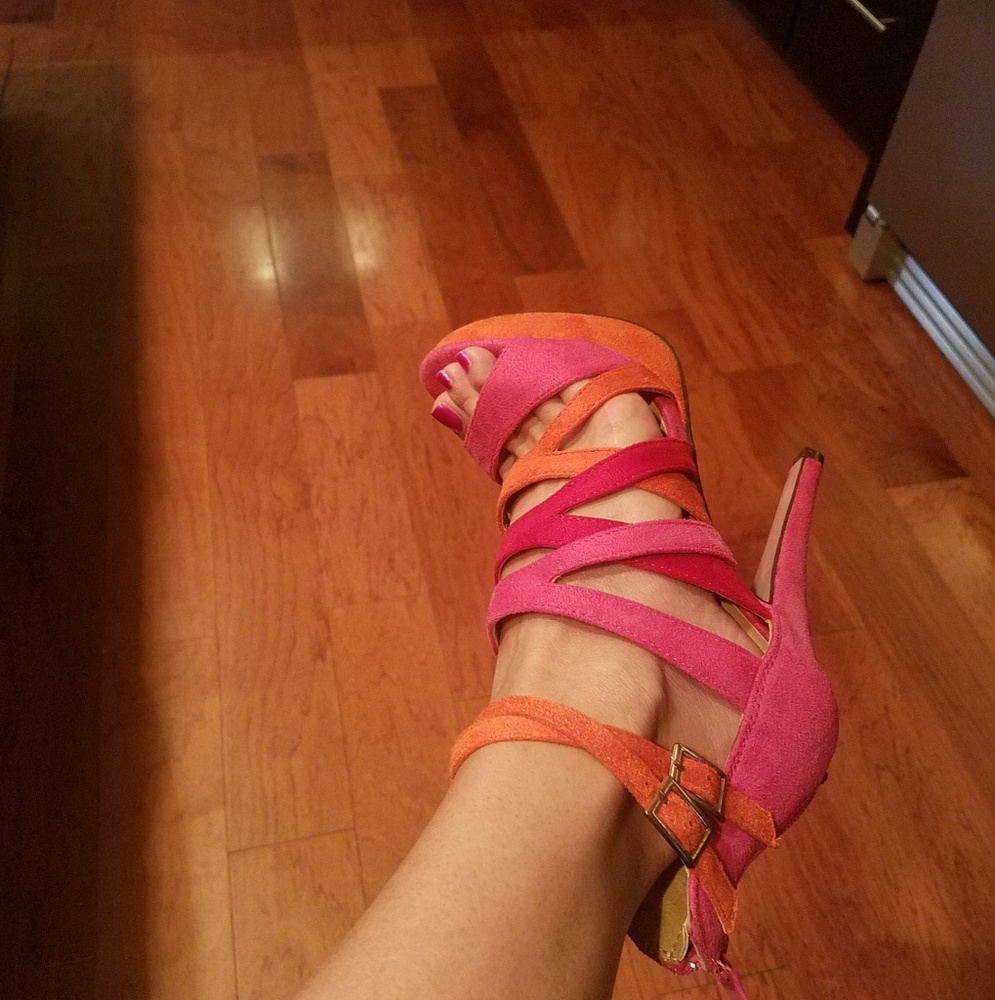 D Stileto Multi Color Platform Heels